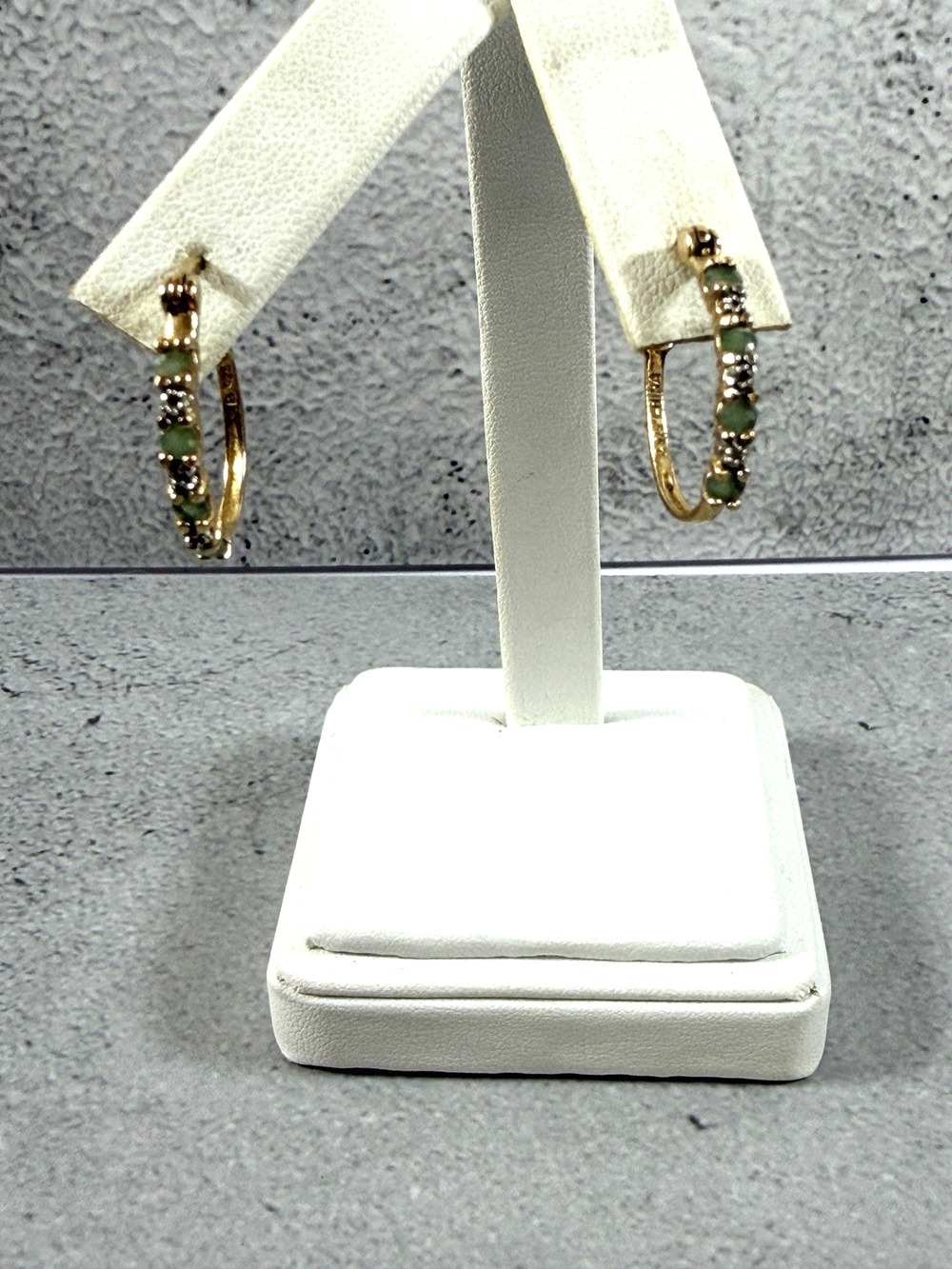 Sterling Silver Hoop Pierced Earrings with Emeralds
